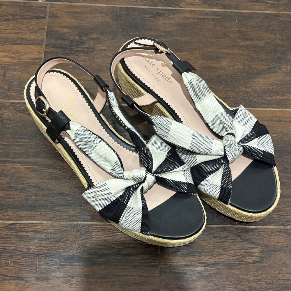Kate Spade Black and White Espadrille Sandals
